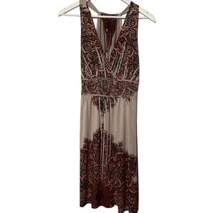 FRESH OF LOFT Dress Multi-Color Tan Blue Gold Black Red Green Sz P/L